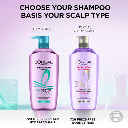L'Oreal Paris Hyaluron Moisture Anti-frizz Shampoo With Hyaluronic Acid for 72 HR Hydrated Hair