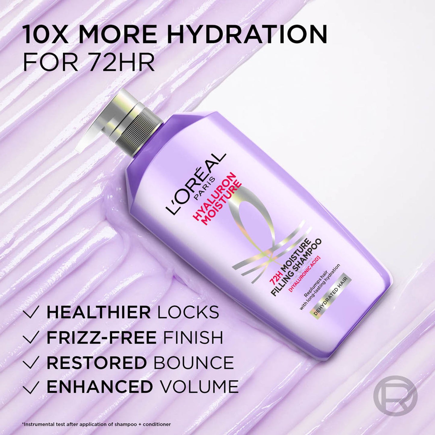 L'Oreal Paris Hyaluron Moisture Anti-frizz Shampoo With Hyaluronic Acid for 72 HR Hydrated Hair