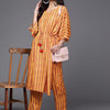 Dhiyona VA Women's Mustard Yellow & Pink Ethnic Motifs Printed Pure Cotton Kurta with Trousers