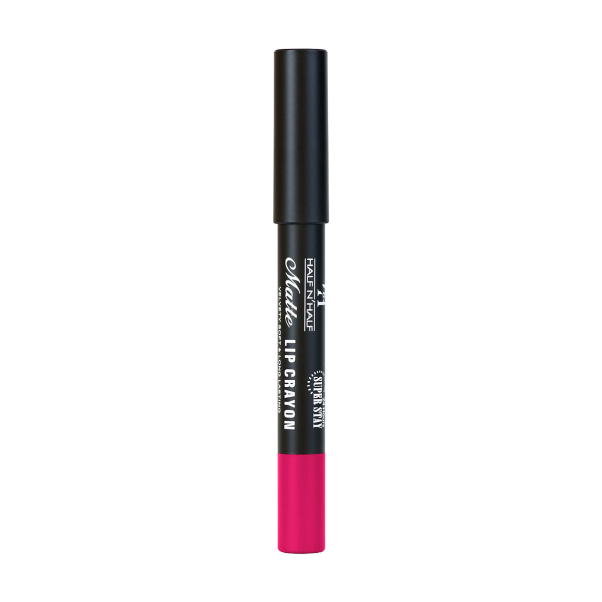 Half N Half Matte Velvet Lip Crayon in Rani, soft long-lasting 24-hour lip color with a smooth, velvety finish.