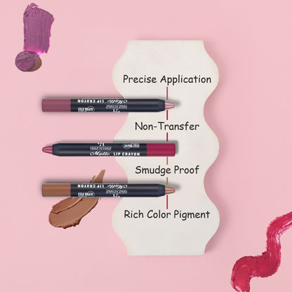 Half N Half Matte Velvet Soft & Long Lasting 24h Super Stay Lip Crayon - Candy-crush
