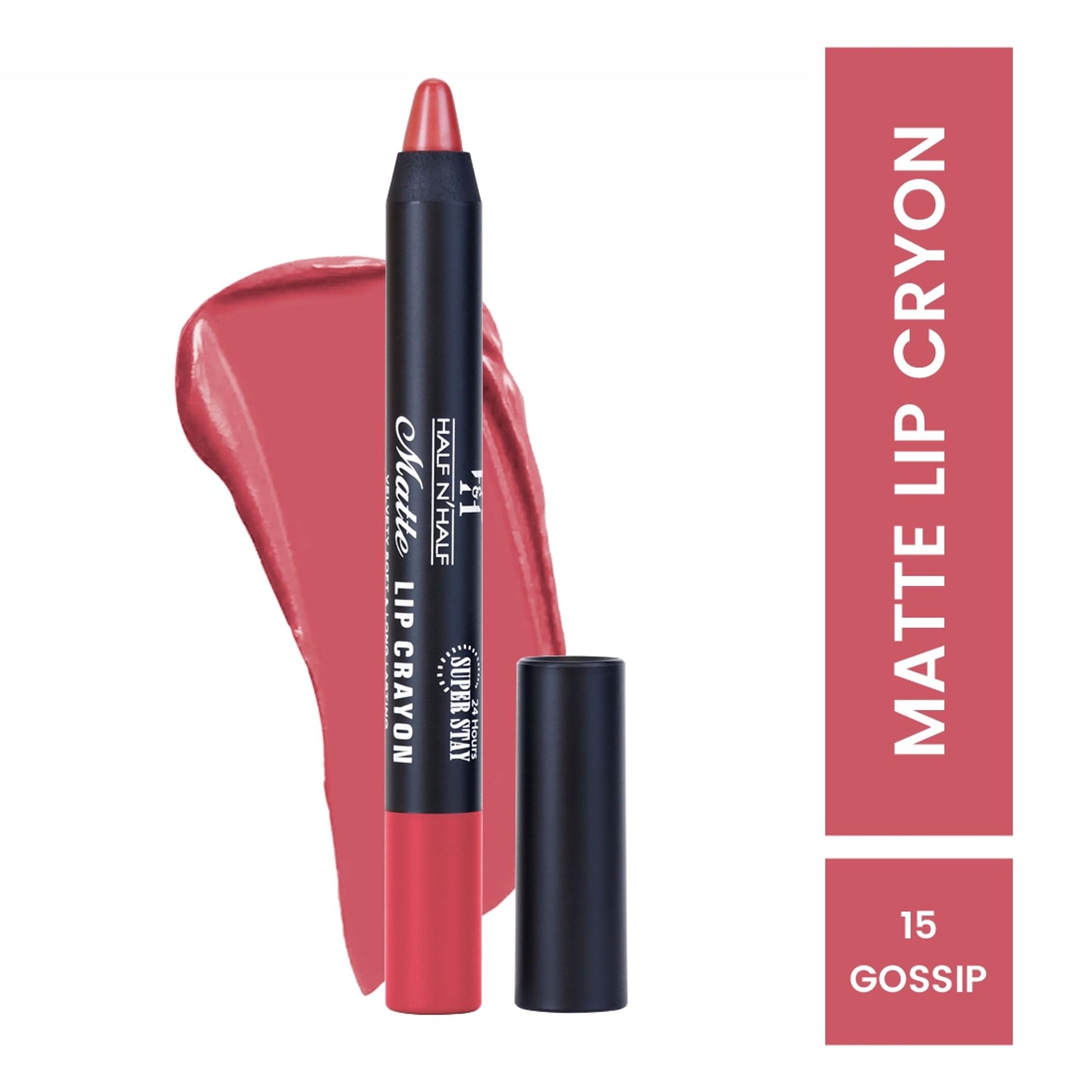 Half N Half Matte Velvet Soft & Long Lasting 24h Super Stay Lip Crayon - Gossip