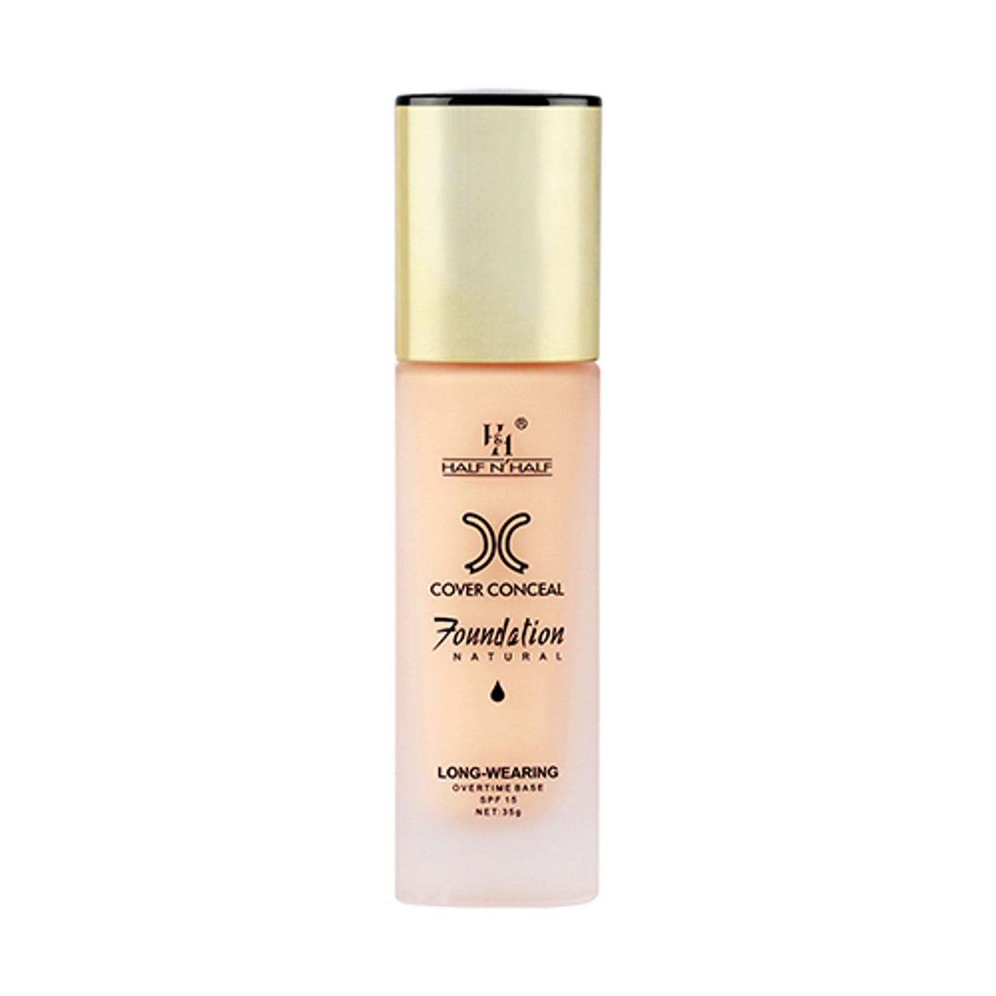 Half N Half Cover Concealer Foundation Natural Longwearing Overtime Base SPF 15 - Light