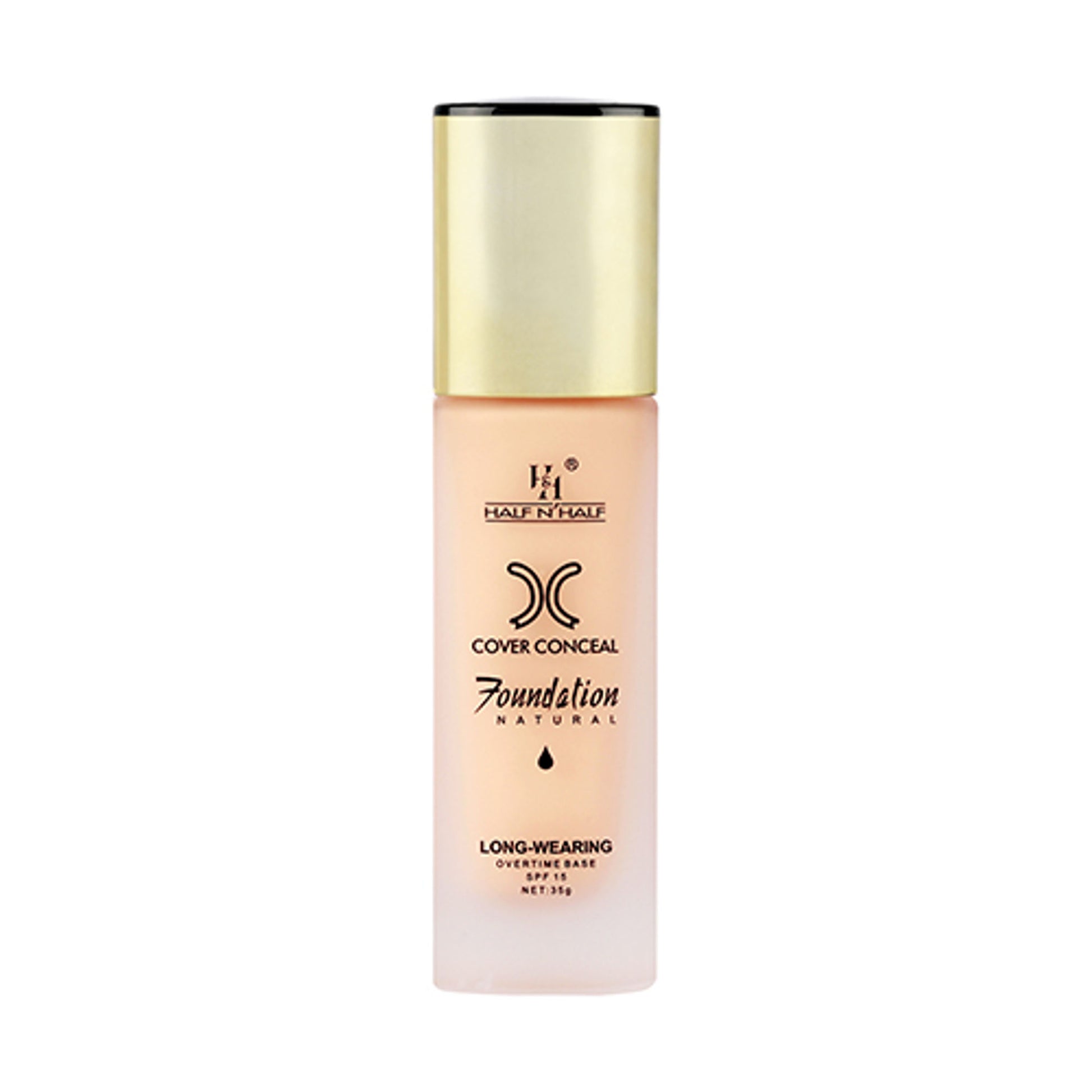 Half N Half Cover Concealer Foundation Natural Longwearing Overtime Base SPF 15 - Light