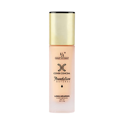 Half N Half Cover Concealer Foundation Natural Longwearing Overtime Base SPF 15 - Light