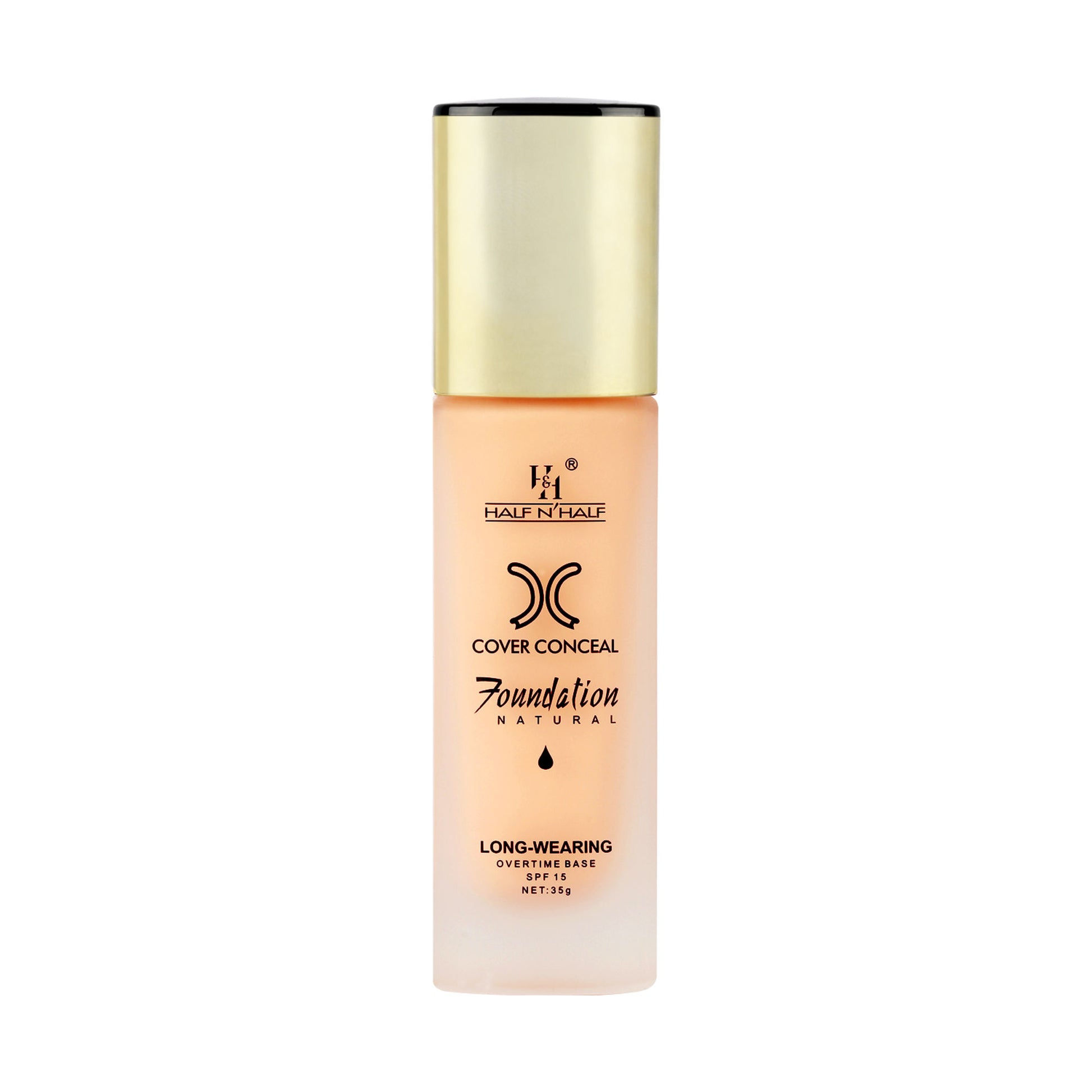 Half N Half Cover Concealer Foundation Natural Longwearing Overtime Base SPF 15 - Beige