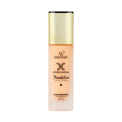 Half N Half Cover Concealer Foundation Natural Longwearing Overtime Base SPF 15 - Beige