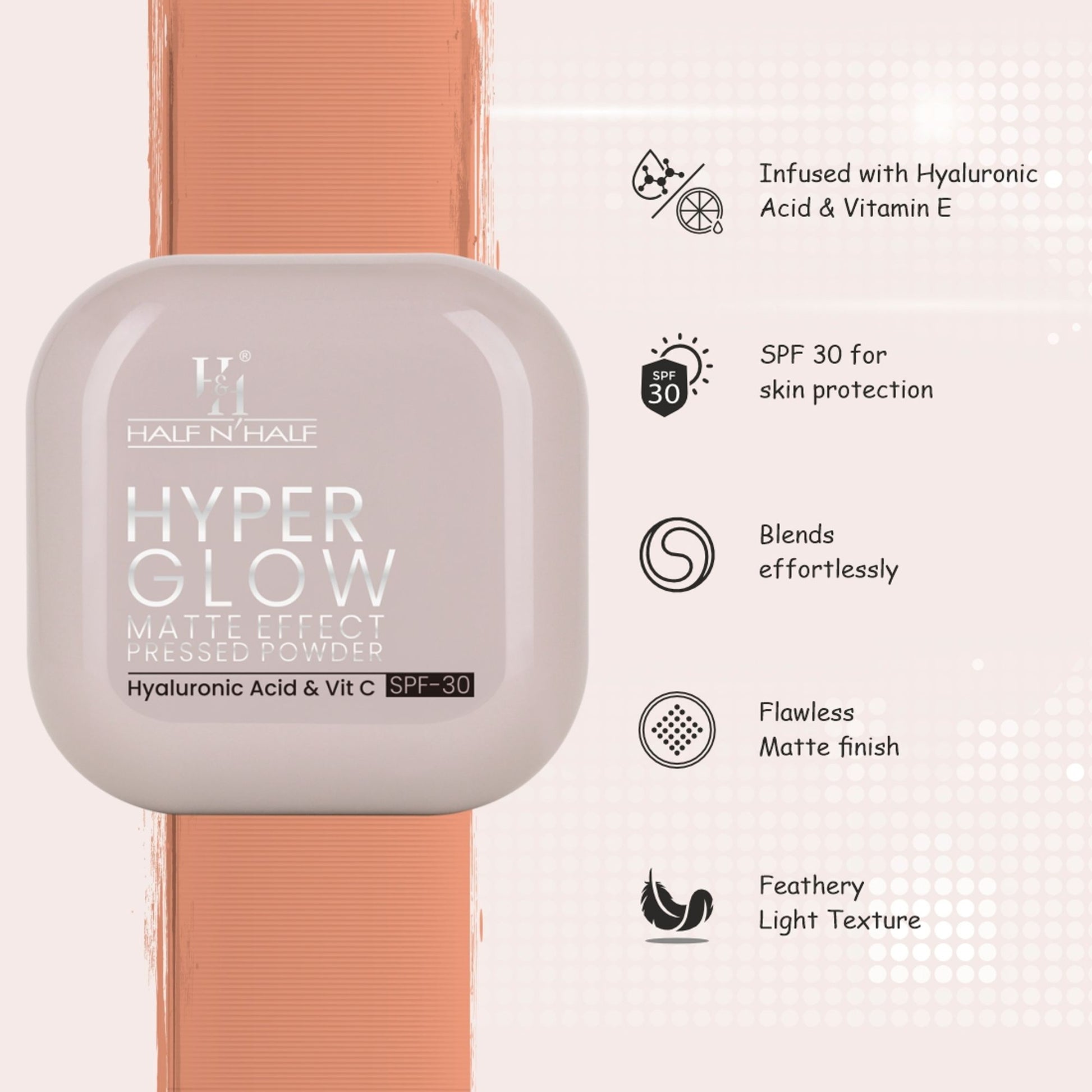 Half N Half Hyper Glow Matte Effect Pressed Powder - 01 Ivory Glow