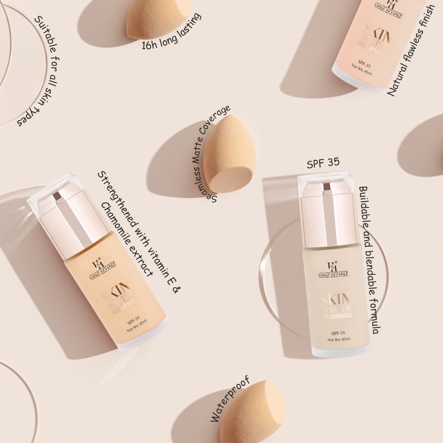 Half N Half Skin Master Weightless Matt Finish Foundation - 01 Fair Ivory