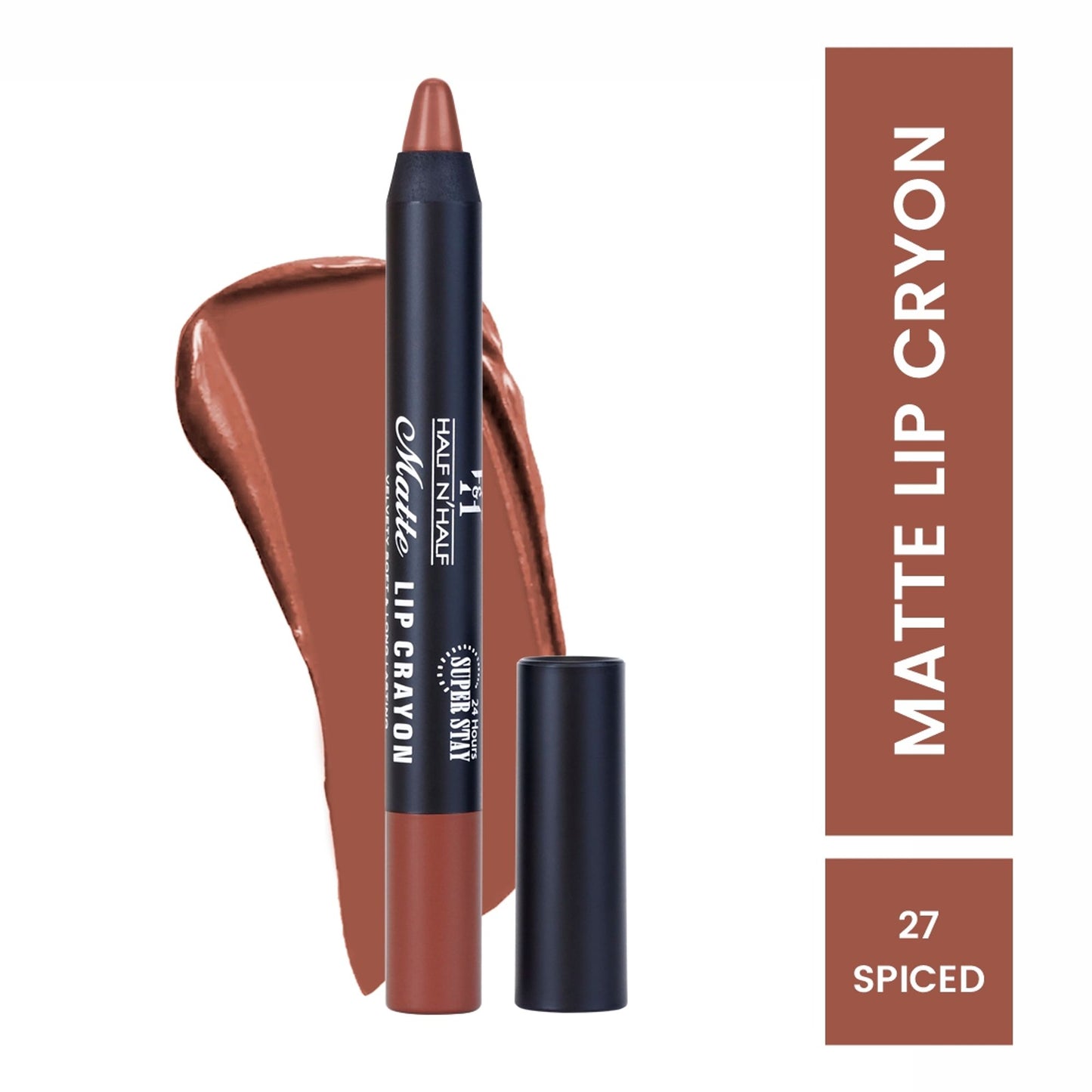 Half N Half Matte Velvet Soft & Long Lasting 24h Super Stay Lip Crayon - 27 Spiced