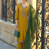 Dhiyona IE Ethnic Motifs Embroidered Regular Thread Work Straight Kurta Set
