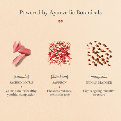 Kama Ayurveda Kumkumadi Thailam Ayurvedic night serum in a glass bottle with dropper for radiant skin.
