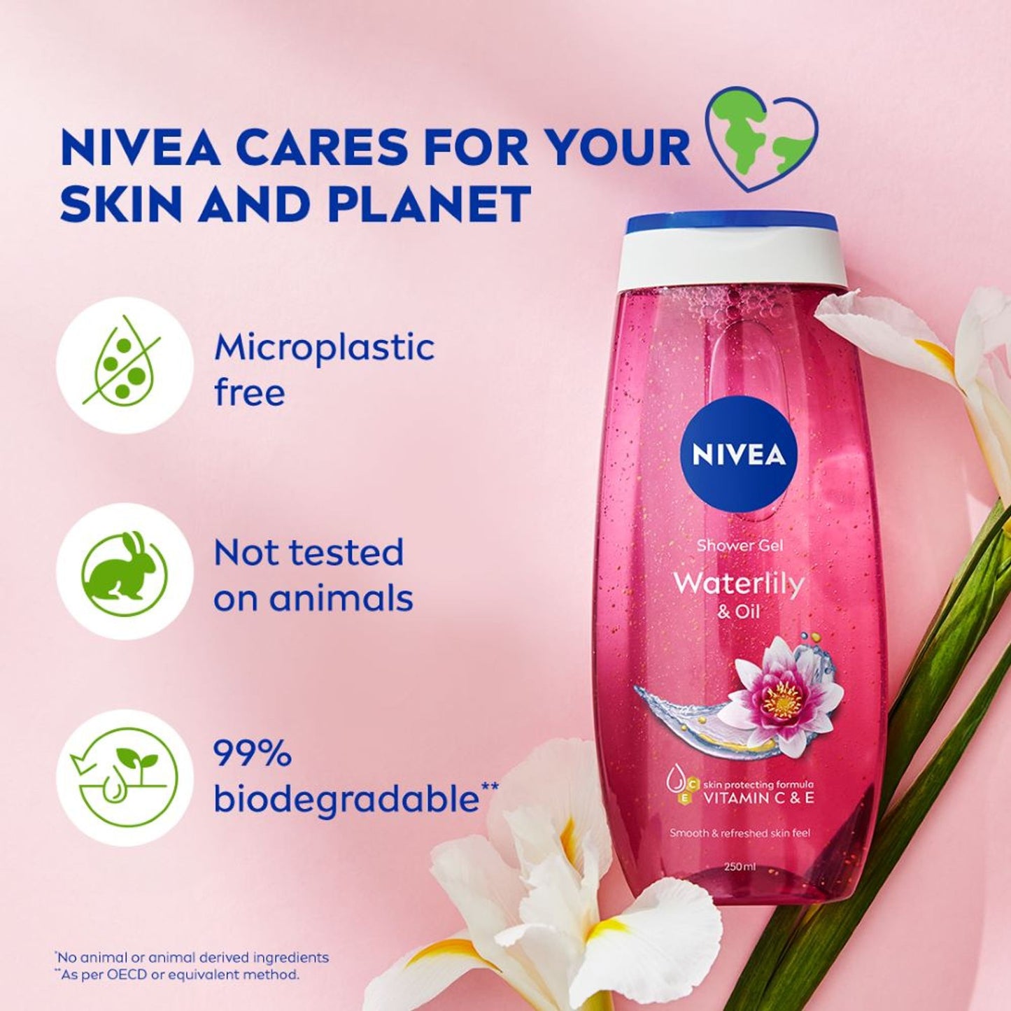 NIVEA Waterlily & care oil Body wash for long-lasting freshness