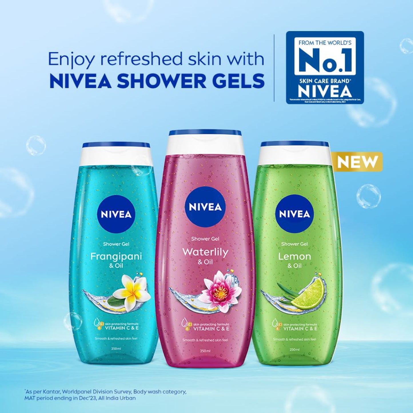 NIVEA Waterlily & care oil Body wash for long-lasting freshness
