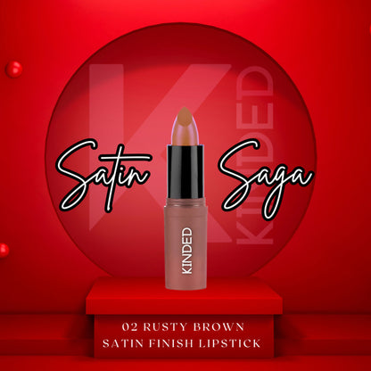 KINDED Satin Saga Bullet Creamy Lipstick With Satin Finish & Vitamin E - 02 Rusty Brown