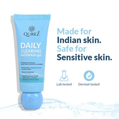 Qurez Daily Clearing Facewash With 10% Rice Water, 1% Salicylic Acid & Dermatologically Tested