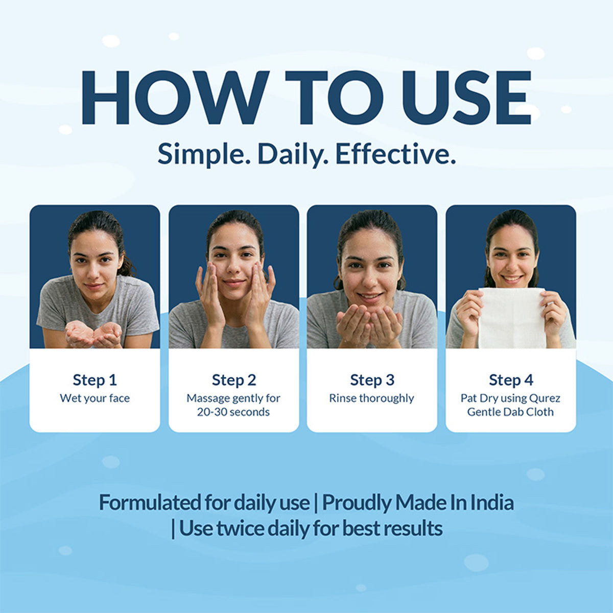 Qurez Daily Clearing Facewash With 10% Rice Water, 1% Salicylic Acid & Dermatologically Tested