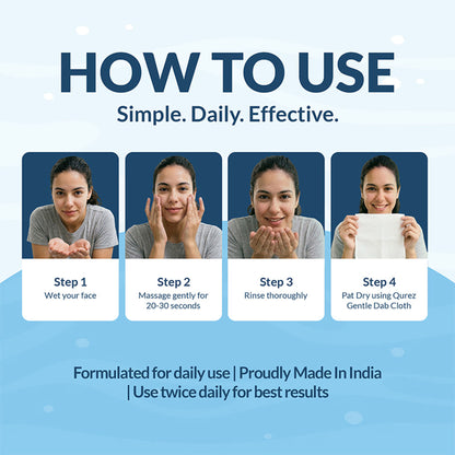 Qurez Daily Clearing Facewash With 10% Rice Water, 1% Salicylic Acid & Dermatologically Tested