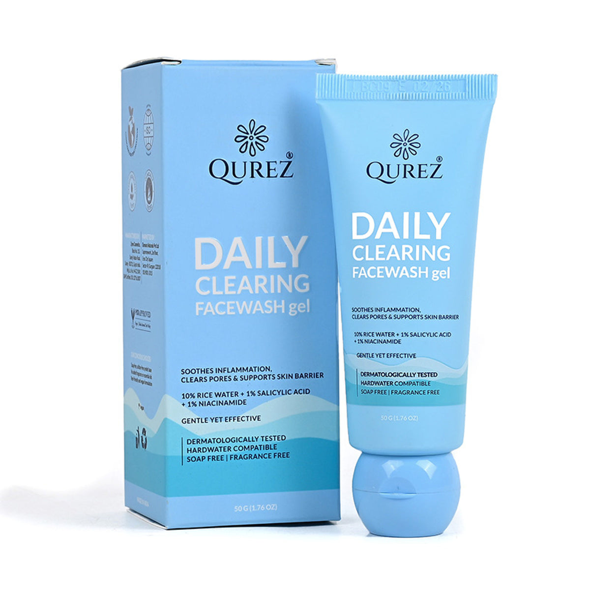 Qurez Daily Clearing Facewash With 10% Rice Water, 1% Salicylic Acid & Dermatologically Tested