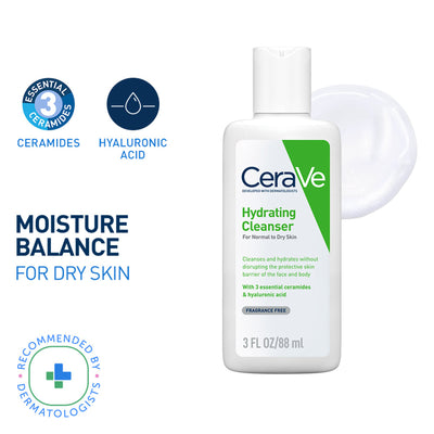 CeraVe Hydrating Cleanser Non-Foaming Face Wash for Dry Skin with Ceramides, Dermatologist Recommend
