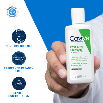 CeraVe Hydrating Cleanser Non-Foaming Face Wash for Dry Skin with Ceramides, Dermatologist Recommend