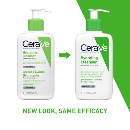 CeraVe Hydrating Cleanser Non-Foaming Face Wash for Dry Skin with Ceramides, Dermatologist Recommend