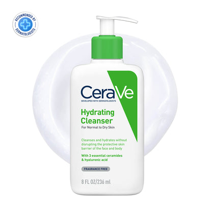CeraVe Hydrating Cleanser Non-Foaming Face Wash for Dry Skin with Ceramides, Dermatologist Recommend