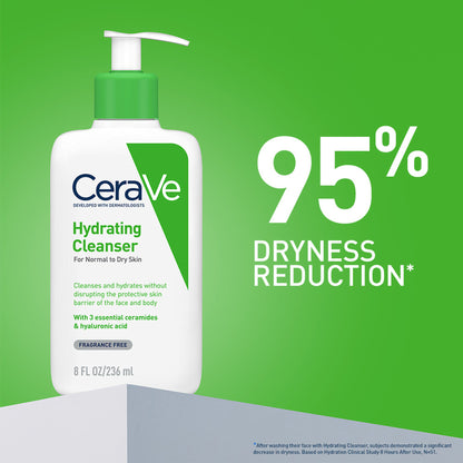 CeraVe Hydrating Cleanser Non-Foaming Face Wash for Dry Skin with Ceramides, Dermatologist Recommend