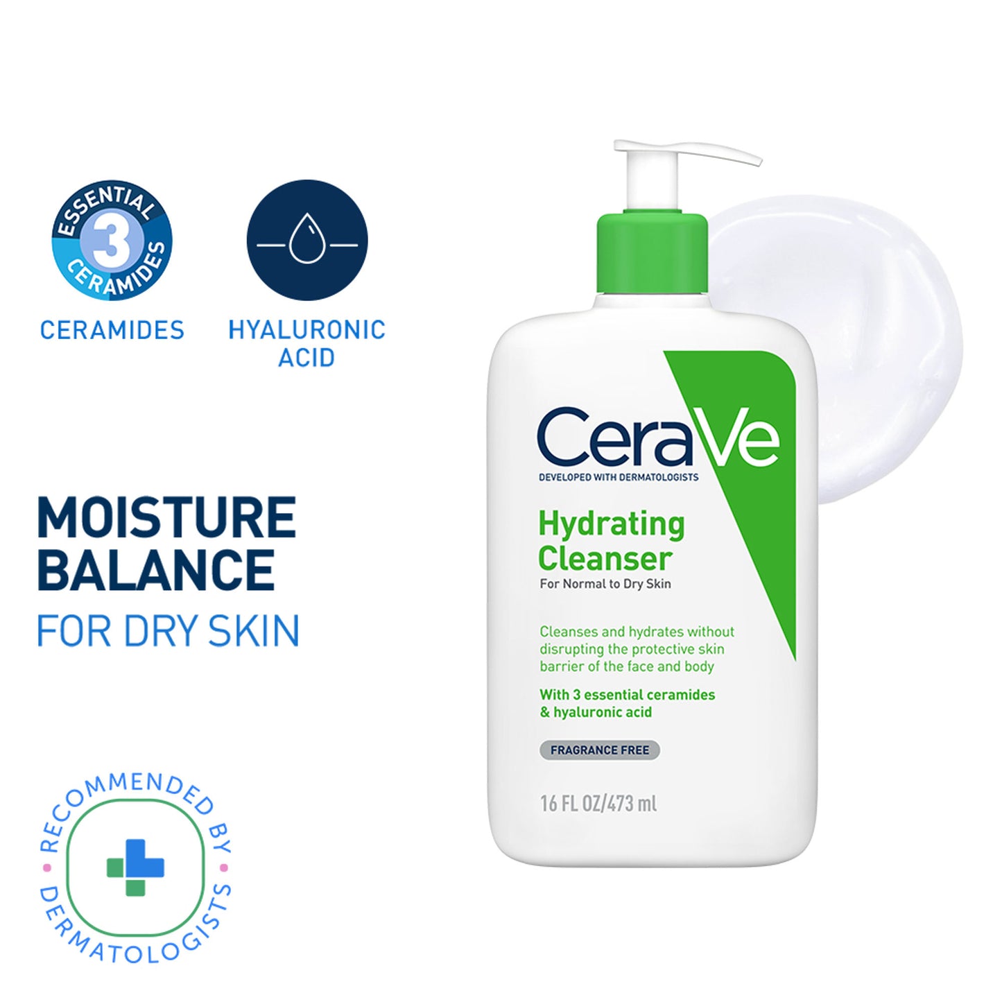 CeraVe Hydrating Cleanser Non-Foaming Face Wash for Dry Skin with Ceramides, Dermatologist Recommend