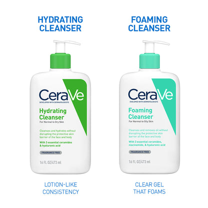 CeraVe Hydrating Cleanser Non-Foaming Face Wash for Dry Skin with Ceramides, Dermatologist Recommend