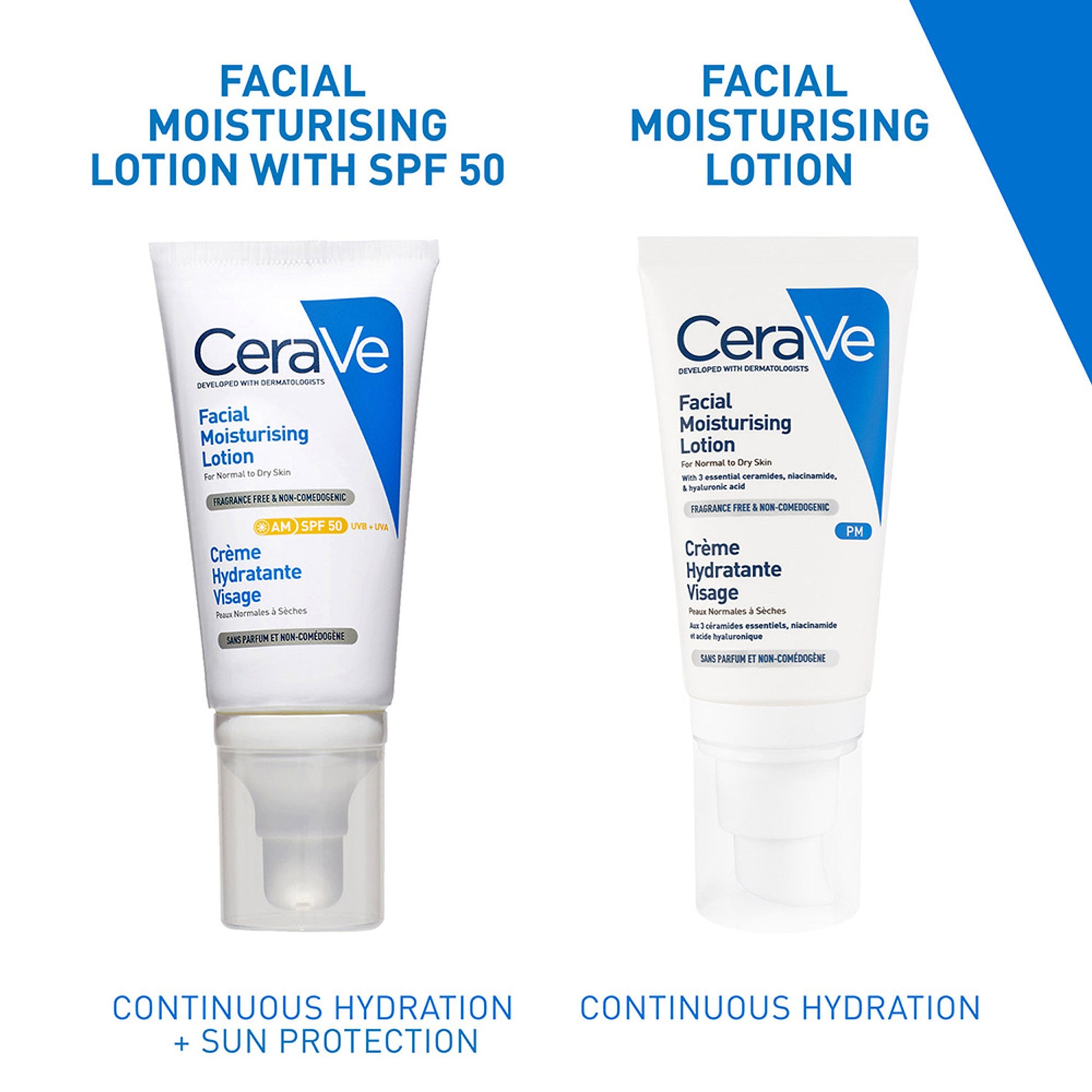 CeraVe AM Facial Moisturizier With Sunscreen SPF 50 UVB + UVA, Dermatologist Recommended Day Cream