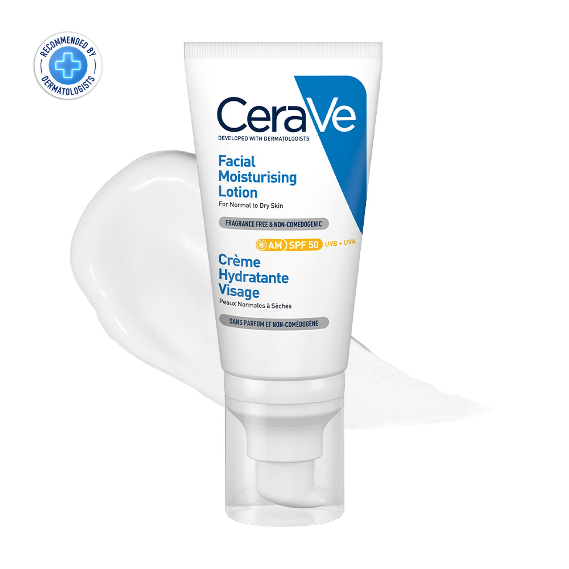 CeraVe AM Facial Moisturizier With Sunscreen SPF 50 UVB + UVA, Dermatologist Recommended Day Cream