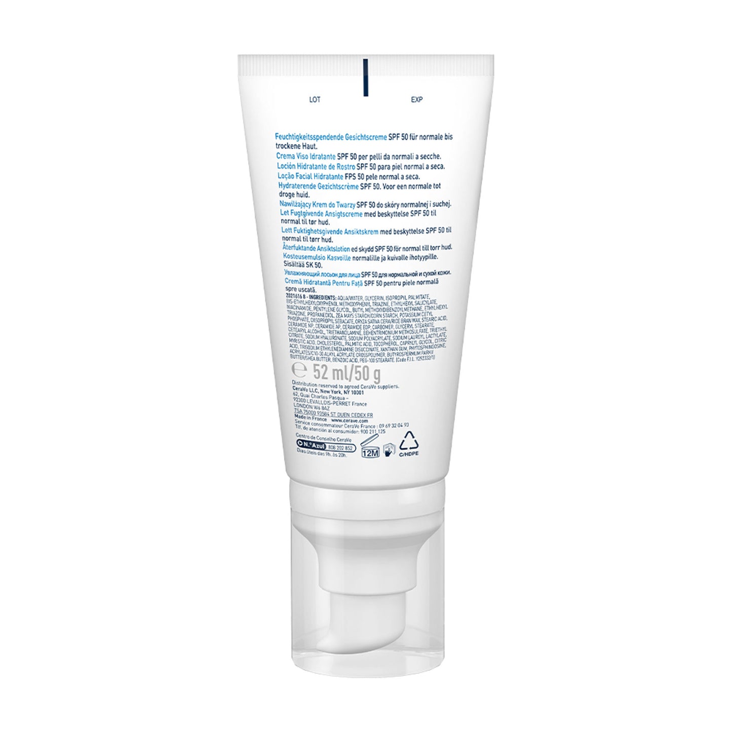 CeraVe AM Facial Moisturizier With Sunscreen SPF 50 UVB + UVA, Dermatologist Recommended Day Cream