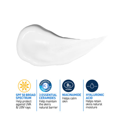 CeraVe AM Facial Moisturizier With Sunscreen SPF 50 UVB + UVA, Dermatologist Recommended Day Cream