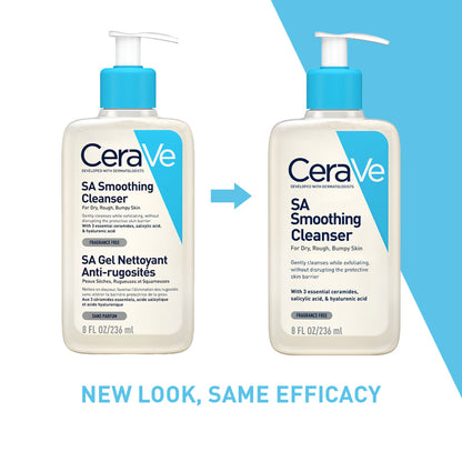 CeraVe SA Smoothing Cleanser For Dry, Rough & Bumpy Skin, Face Wash With Salicylic Acid & Ceramides