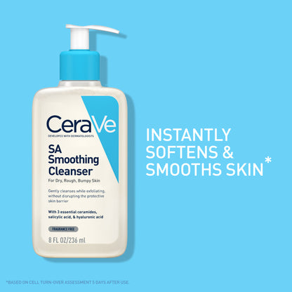 CeraVe SA Smoothing Cleanser For Dry, Rough & Bumpy Skin, Face Wash With Salicylic Acid & Ceramides