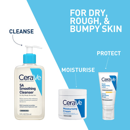CeraVe SA Smoothing Cleanser For Dry, Rough & Bumpy Skin, Face Wash With Salicylic Acid & Ceramides