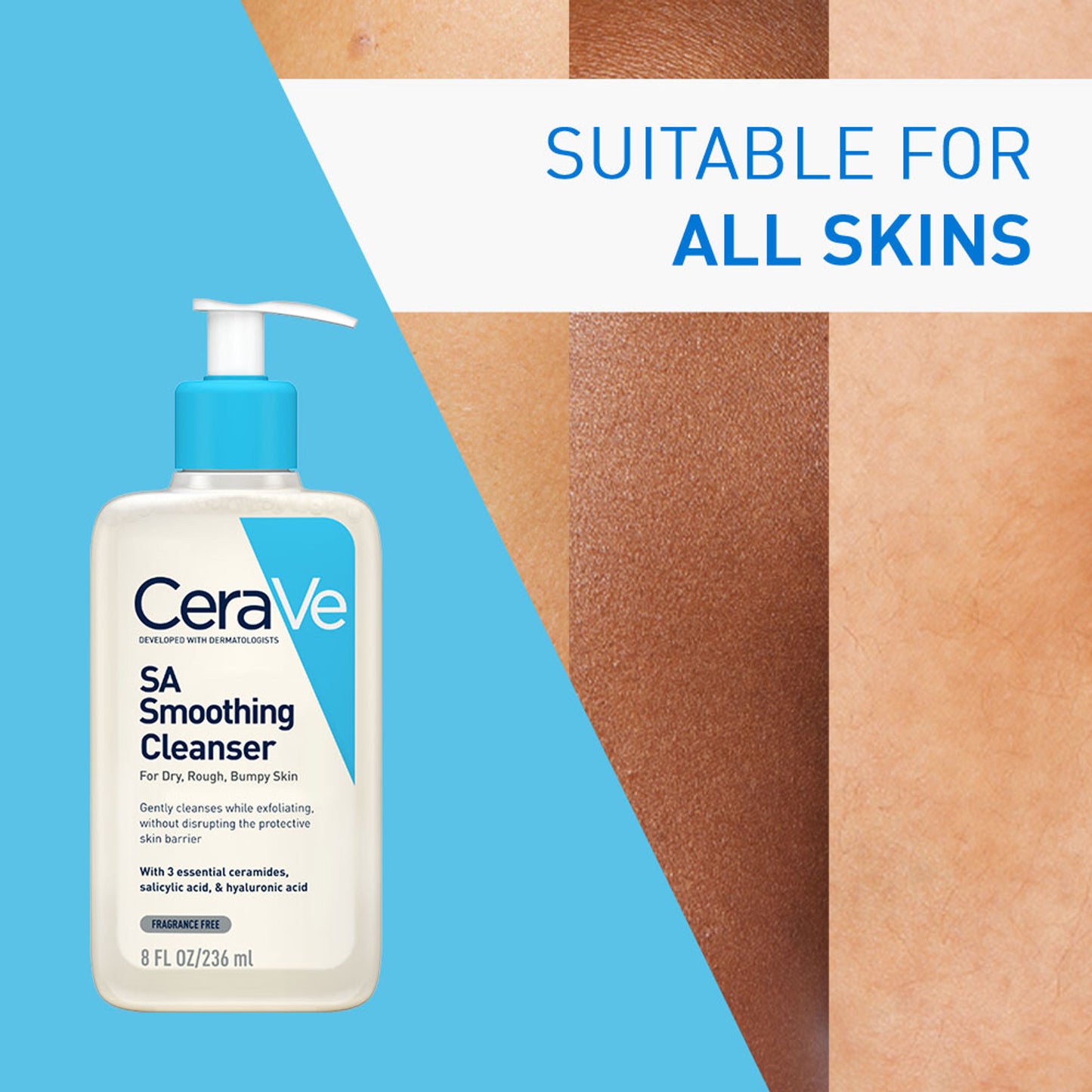 CeraVe SA Smoothing Cleanser For Dry, Rough & Bumpy Skin, Face Wash With Salicylic Acid & Ceramides
