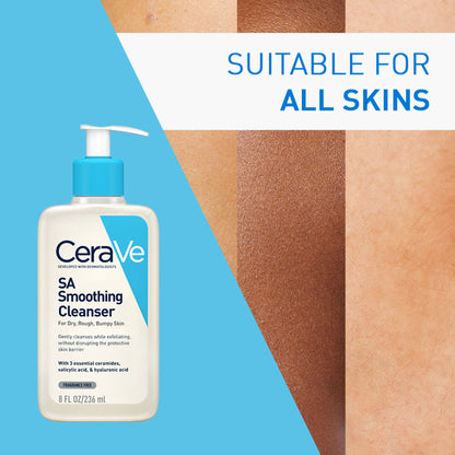 CeraVe SA Smoothing Cleanser For Dry, Rough & Bumpy Skin, Face Wash With Salicylic Acid & Ceramides