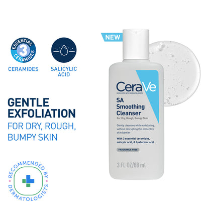 CeraVe SA Smoothing Cleanser For Dry, Rough & Bumpy Skin, Face Wash With Salicylic Acid & Ceramides