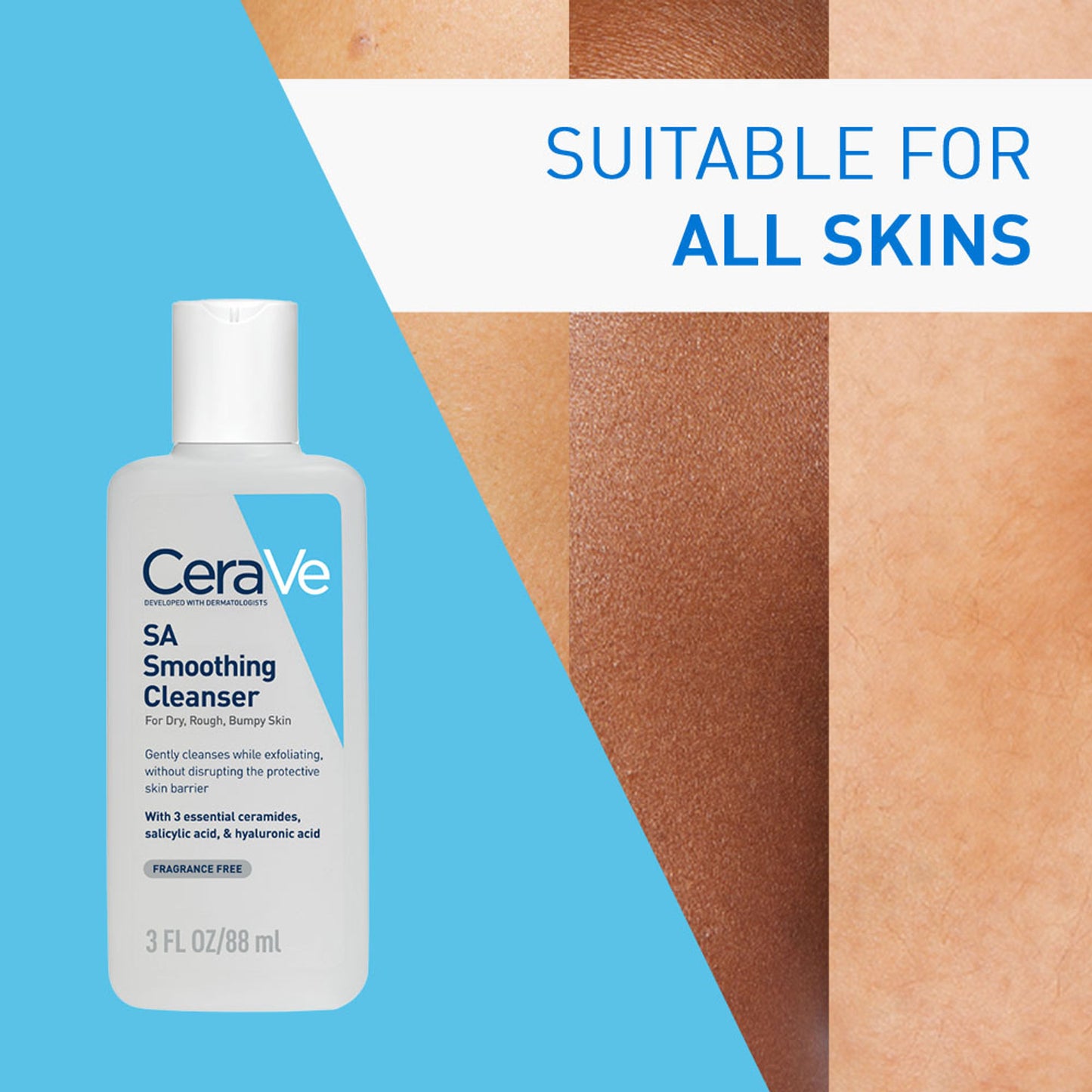 CeraVe SA Smoothing Cleanser For Dry, Rough & Bumpy Skin, Face Wash With Salicylic Acid & Ceramides