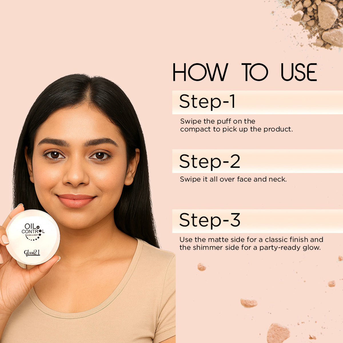GLAM21 Oil Control Sleek & Soft Duo Compact - Nude Beige 02
