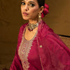 Dhiyona IE Women Ethnic Motifs Embroidered Regular Thread Work Kurta with Trousers & With Dupatta