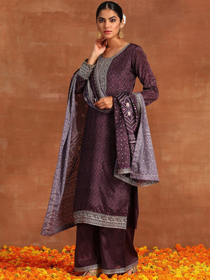 Indyancart IE Floral Embroidered Regular Sequinned Kurta With Trousers & Dupatta