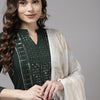 Indyancart IE Women Green Ethnic Motifs Embroidered Regular Kurta with Palazzos & With Dupatta