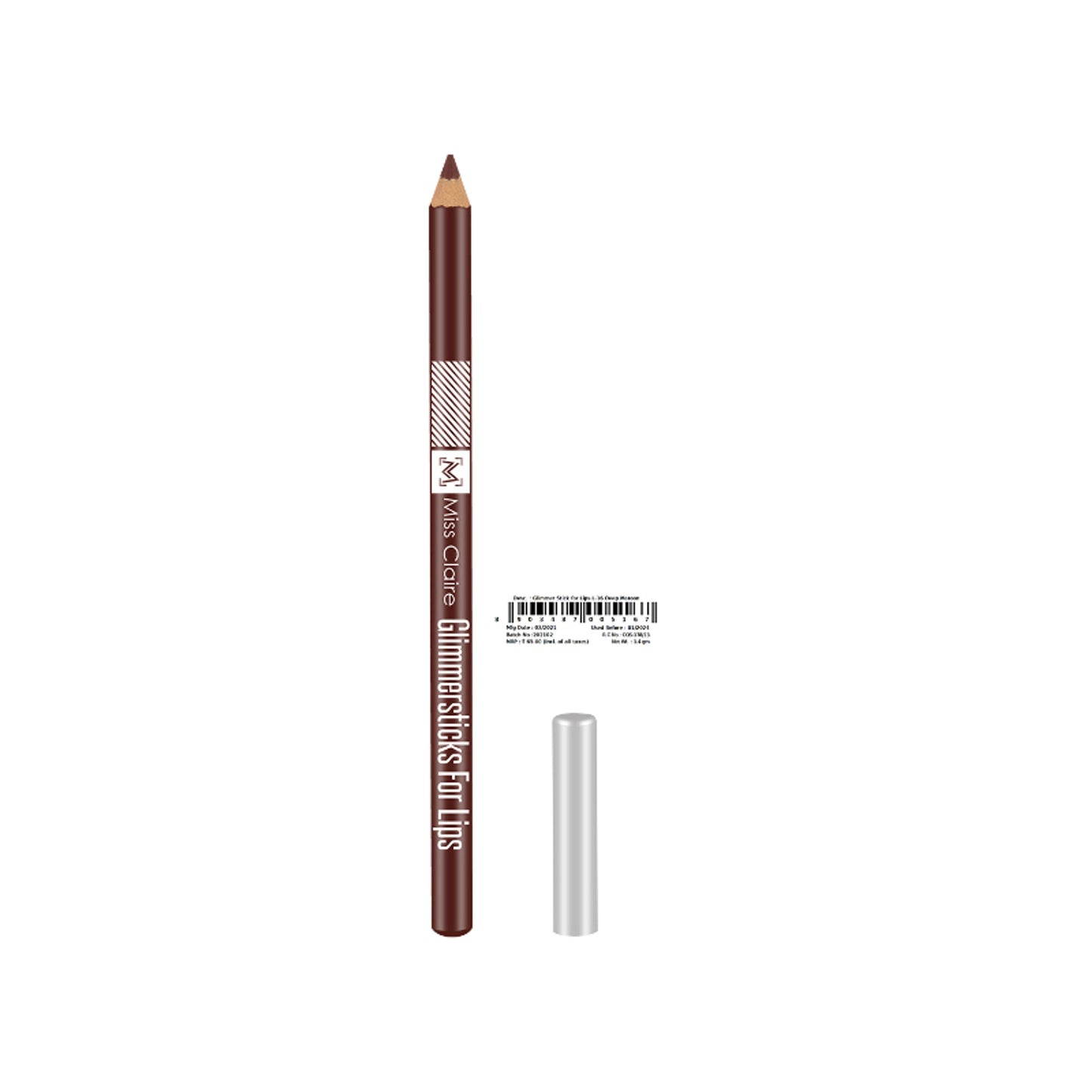 Miss Claire Glimmersticks For Lips - Deep Maroon L-16
