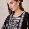 Dhiyona IE Floral Printed Round Neck Pure Cotton Straight Kurta With Trousers