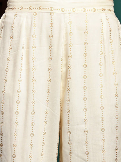 Indyancart SN Women's Printed & Embroidered Anarkali Kurta With Trouser & Dupatta Set