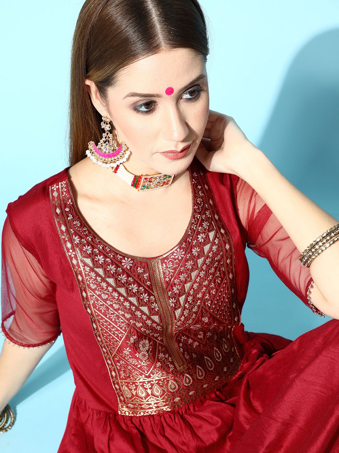 Indyancart IE Abstract Liva Kurta Set
