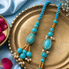 Dhiyona Set Of 2 Turquoise Blue Artificial Beads Bhaiya Bhabhi Rakhi
